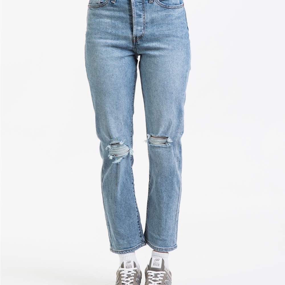 Levi’s 501 High Rise Straight Leg Jeans W24 L30 Light Wash Distressed Vintage - Picture 4 of 10